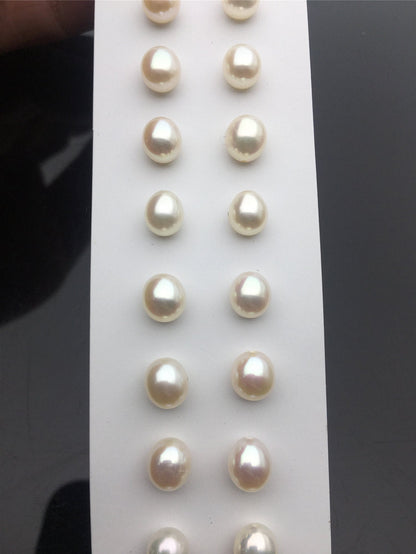 2 pairs AAA 6.3-7mm white rice freshwater pearls pairs,oval pearl earrings,tear drop pearl earrings,for dangle pearl earrings,LR6-3A-9