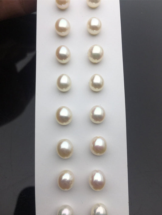 2 pairs AAA 6.3-7mm white rice freshwater pearls pairs,oval pearl earrings,tear drop pearl earrings,for dangle pearl earrings,LR6-3A-9