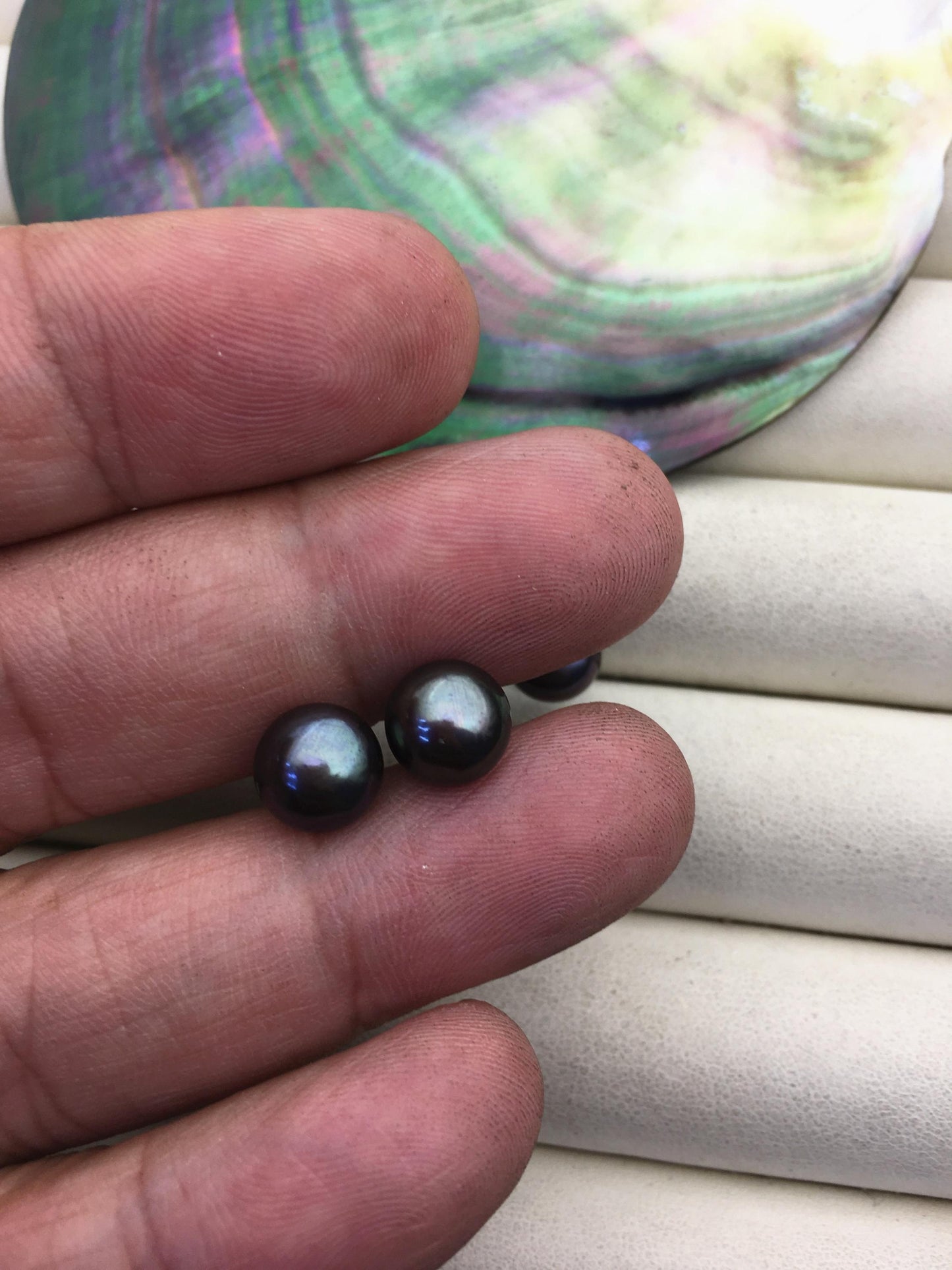 1 pair AAA 8-8.5mm Blue Green Pearl stud earrings,Sterling Silver,SE1-016