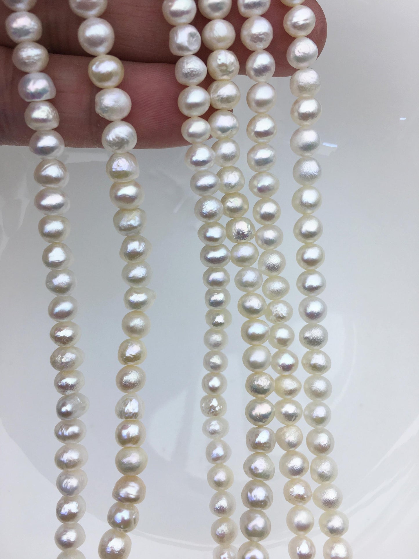 AA+ 5.5-6.5mm Thick Skin white button pearls,Rondelle pearl Beads,loose strands,SM6-T12