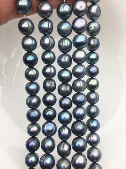 16.5'' AA+ 11.5-12.5mm Blue Green big potato freshwater pearls,CR12-2A-2