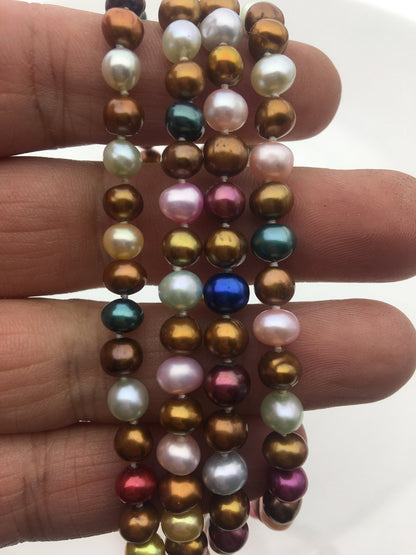 51'' 6mm mixed color Freshwater Pearl Necklace,NPN1-104-17