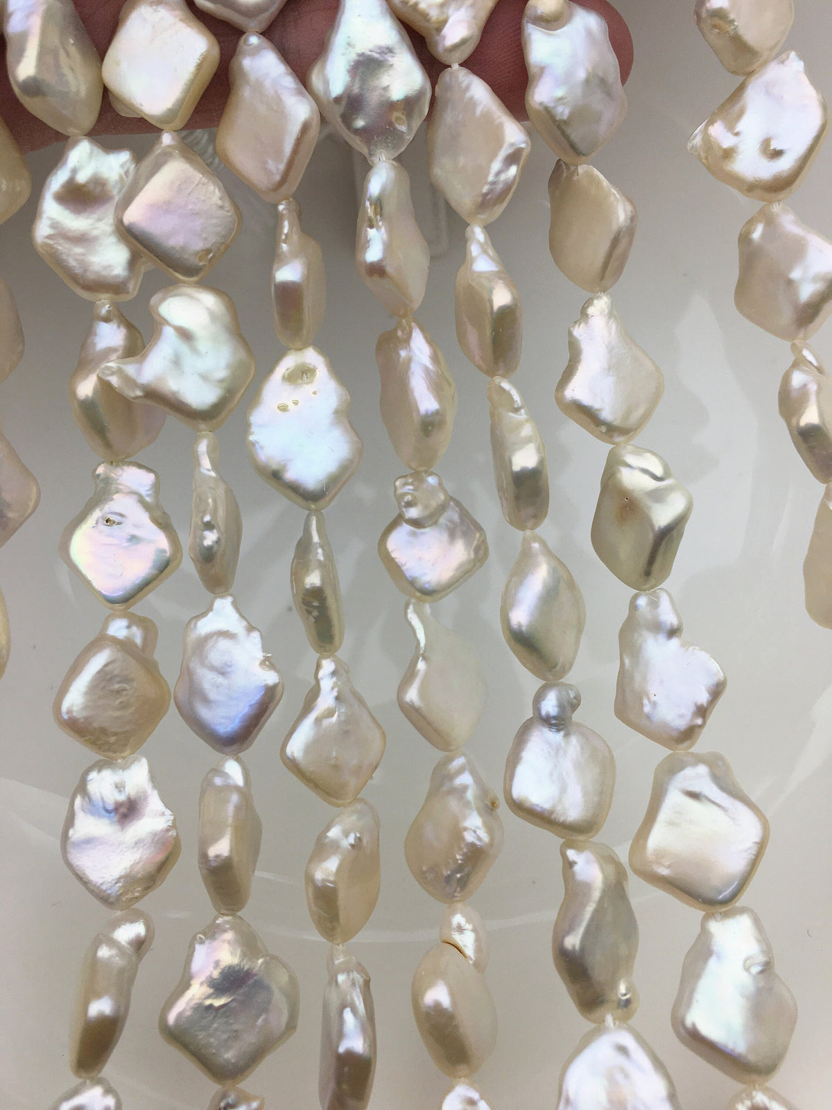 AA 13-14mm white square Shape Freshwater Pearl,ZS-113-4