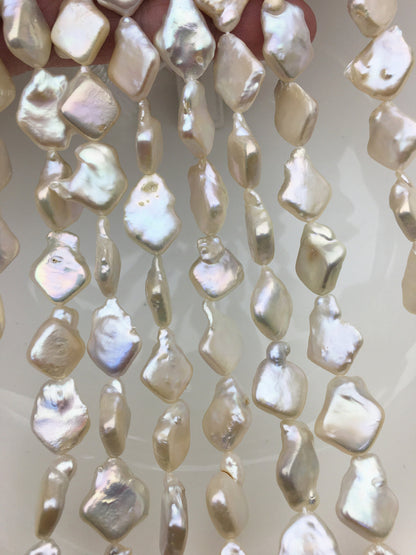 AA 13-14mm white square Shape Freshwater Pearl,ZS-113-4