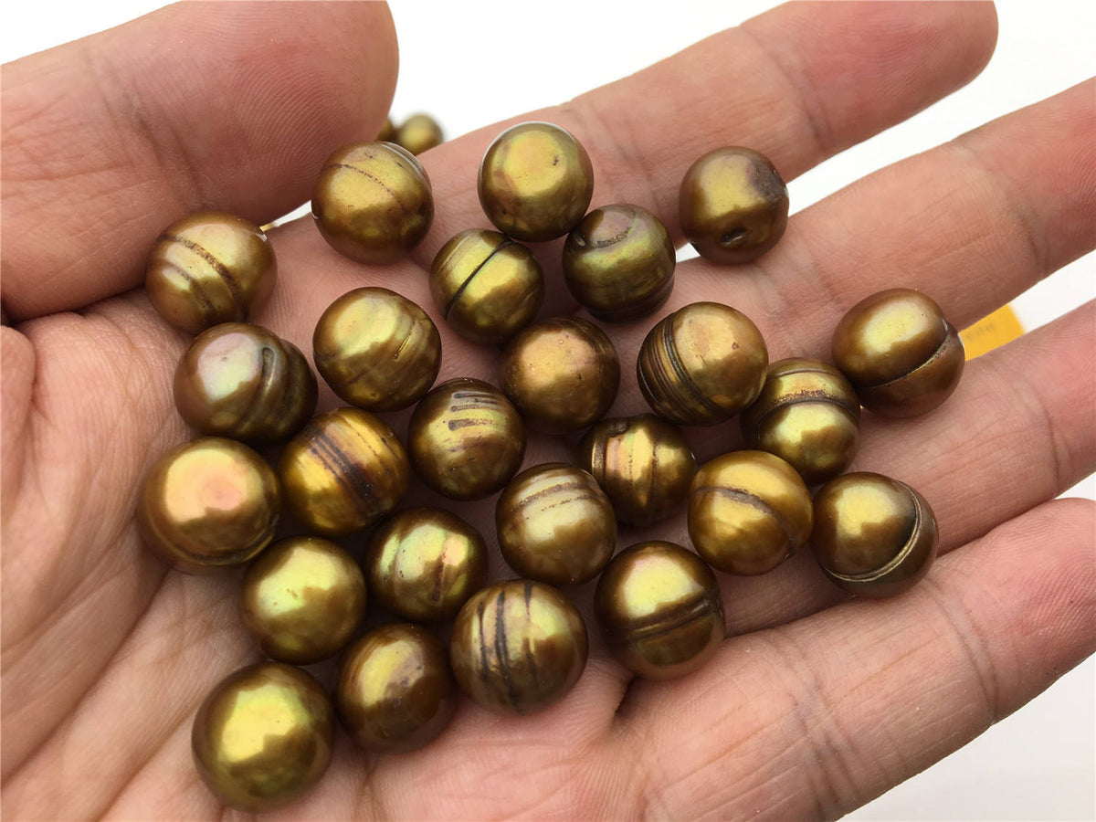 30pcs AA 12-13mm Brown Large potato freshwater pearl,dye brown color pearl,2.2mm,3mm large hole freshwater pearls,30pcs,CR12-2A-21