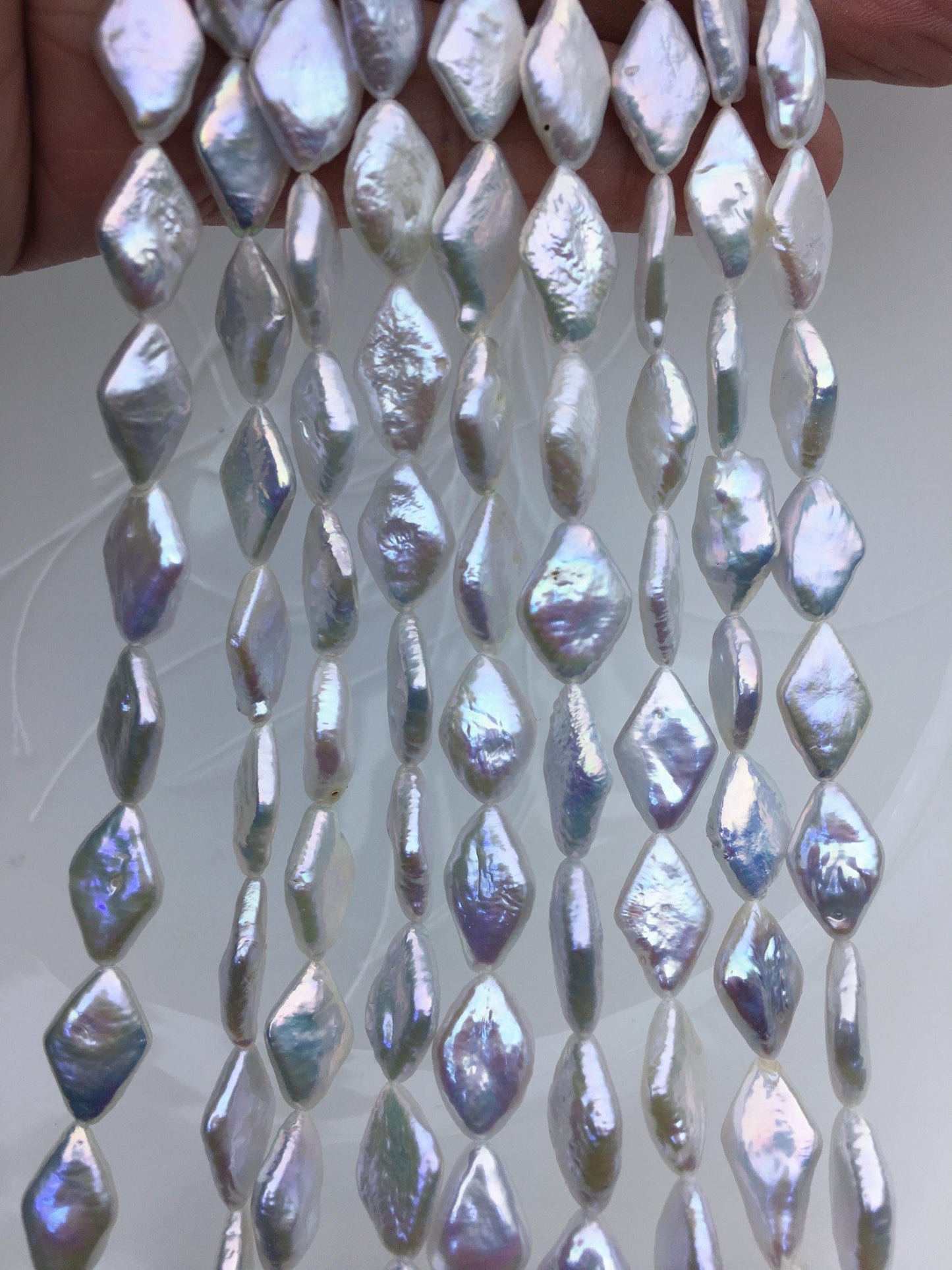AAA- 9-10x13-15mm White diamond Shape Freshwater Pearl,ZS-103-8