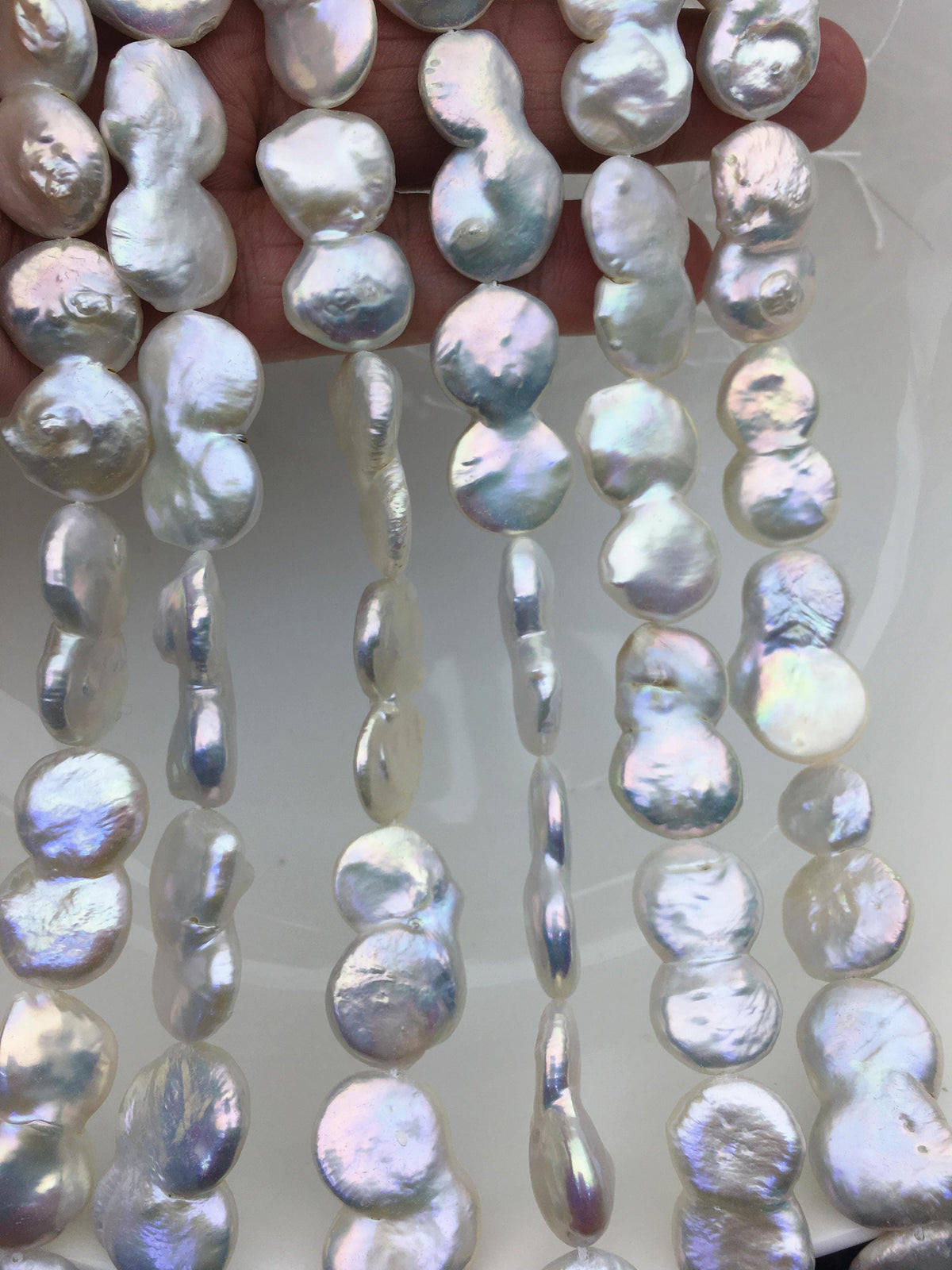 16'' AA+ 12-15mm White Big Coin freshwater pearls,diy bead,flat round pearl bead,COIN12-2A-2-4