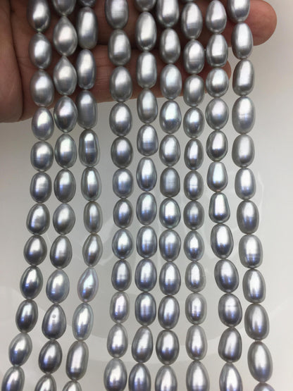 AAA 6.3-7x11-12mm gray long rice freshwater pearls,LR7-T3