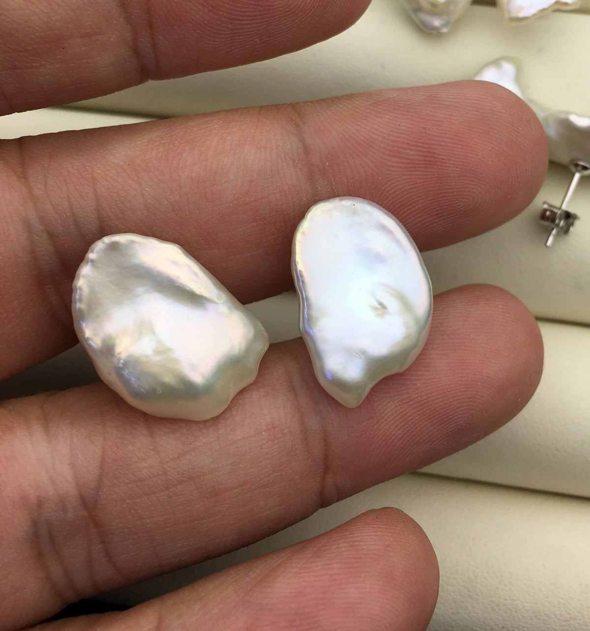 Rare!AAA 10/11/12/13/14/15mm BIG white Natural Long keshi Freshwater Pearl Stud Earrings,Stud Earrings for Women Girls,SE3-062