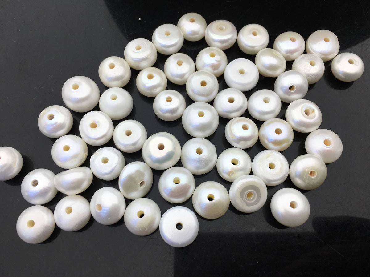 20pcs AA+ 12-14mm Big white button freshwater pearls,2mm large hole,Rondelle pearl Beads,loose freshwater pearl,DIY material,SM13-2A-1