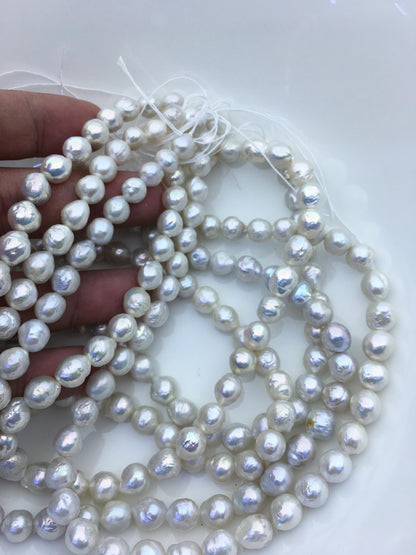 AA+ 7-9mm white baroque Edison Freshwater Pearl,ED12-2A-5-31