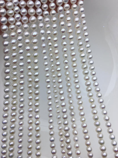 AAA 5-5.5mm white near round freshwater pearls,white freshwater round loose pearl wholesale,tiny pearl supply,RP5-3A-6
