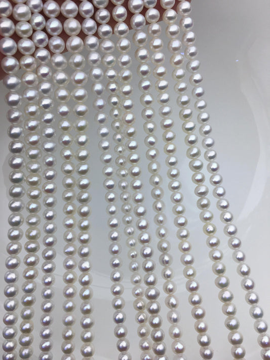 AAA 5-5.5mm white near round freshwater pearls,white freshwater round loose pearl wholesale,tiny pearl supply,RP5-3A-6