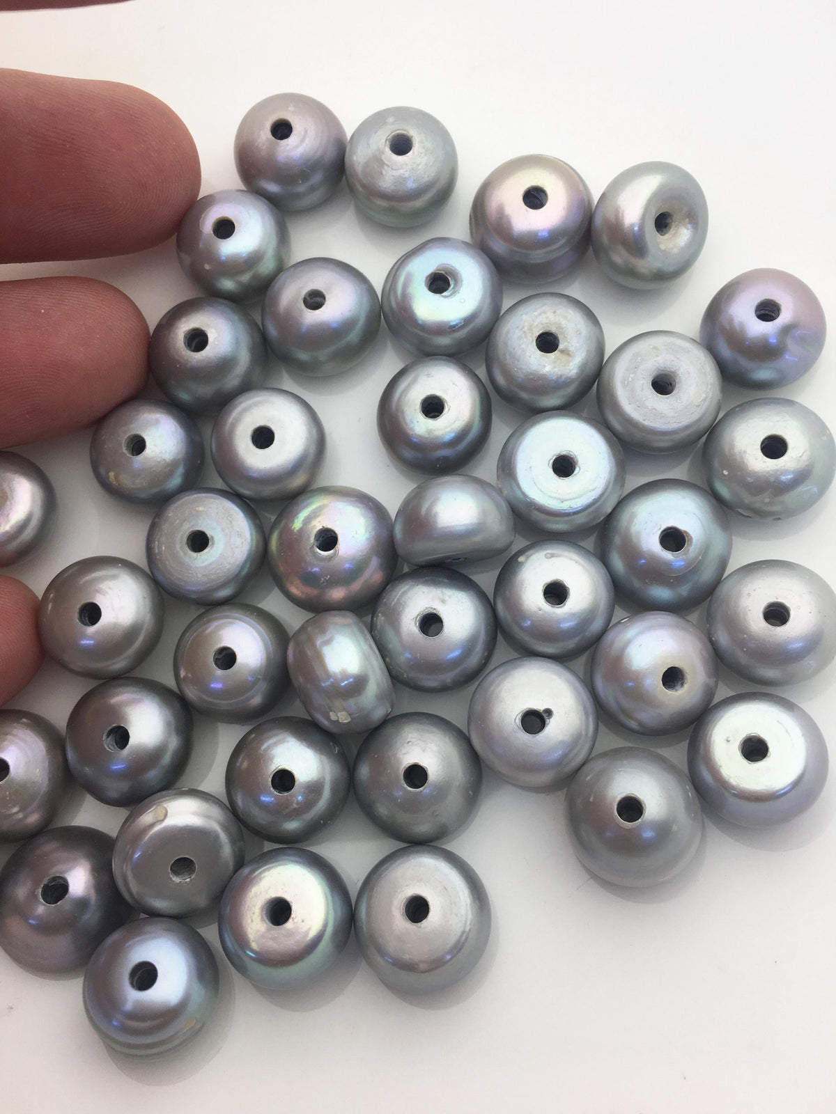 20pcs AA 12-14mm Gray button freshwater pearls,2.2mm large hole,Rondelle pearl Beads,loose pearl,DIY material,SM12-T1