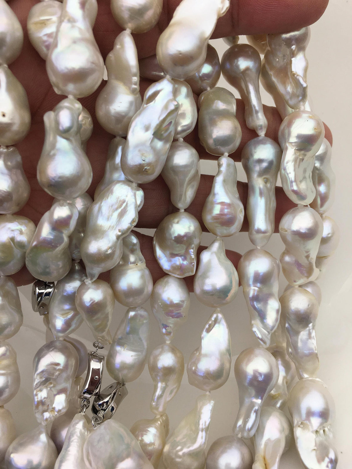 16'' AA+ 11-13mm white long baroque Flame ball freshwater Pearl necklace,genuine freshwater Pearl necklace,NPN1-T63-5