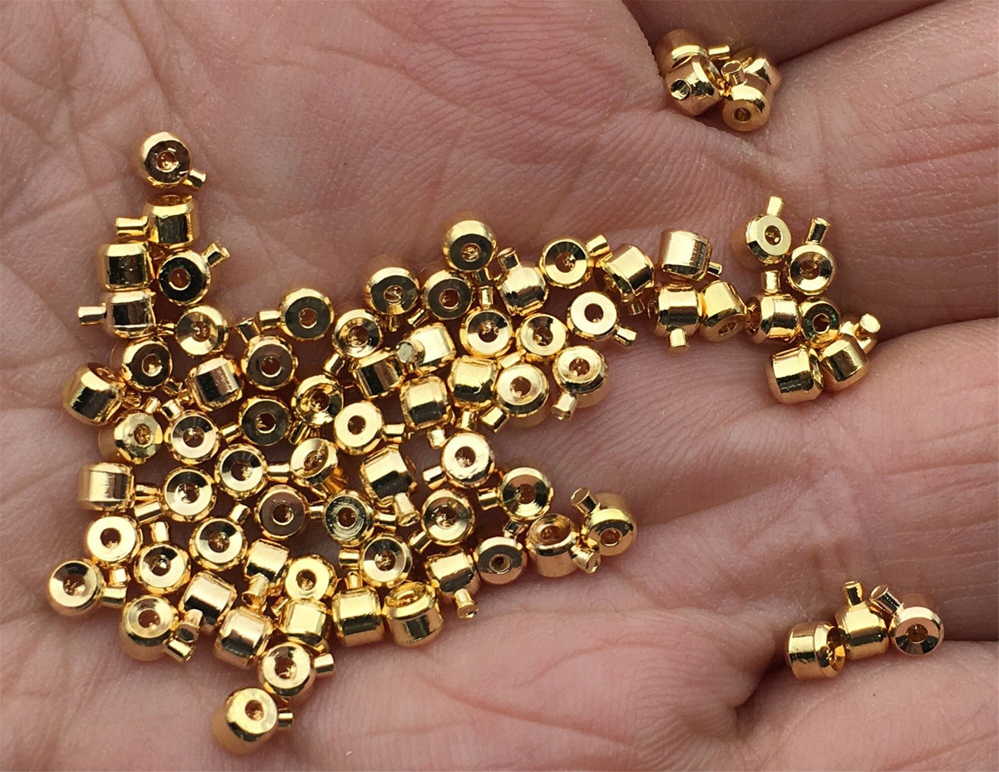 20pcs 3.2mm Yellow/Silver Gold Plated Necklace End,high quality 18k solid gold plated,AAL-003-1