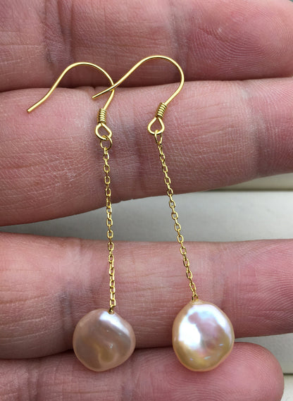 AAA 8-9mm Pink Purple Keshi pearl Tassels dangle earrings, 925 Sterling Sliver Gold Plated pearl earrings,pearl for women,SE3-131-59