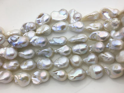 15.5'' AA 13-16mm white flame ball pearl,FL15-2A-5-18