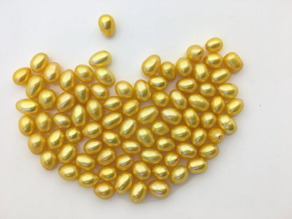 20pcs AAA 6-7mm yellow gold freshwater pearl ,0.9mm top half hole,LR6-T1