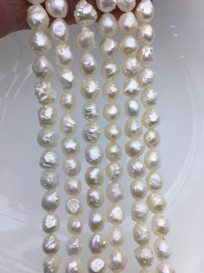 1 strand AAA 8-10mm natural white thorn freshwater pearl,LM9-T2