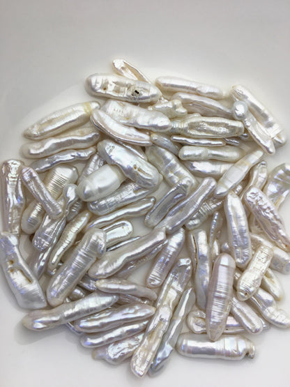 71pcs AA 6-12mm white Toothpick Freshwater Pearls, no hole,ZS-80-T2