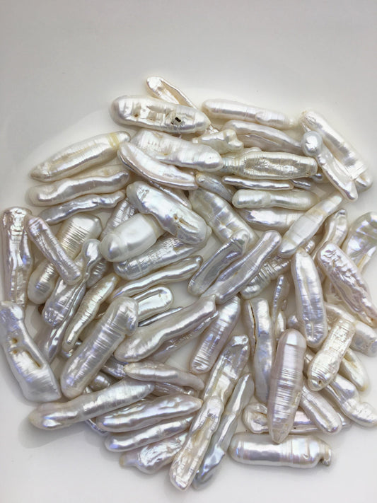 71pcs AA 6-12mm white Toothpick Freshwater Pearls, no hole,ZS-80-T2