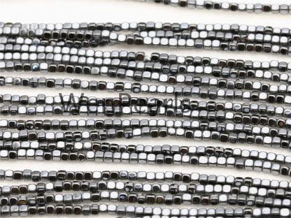 Hematite,2mmx2mm cube square Beads,AAA, 15.5 inches,G50-CU22-001
