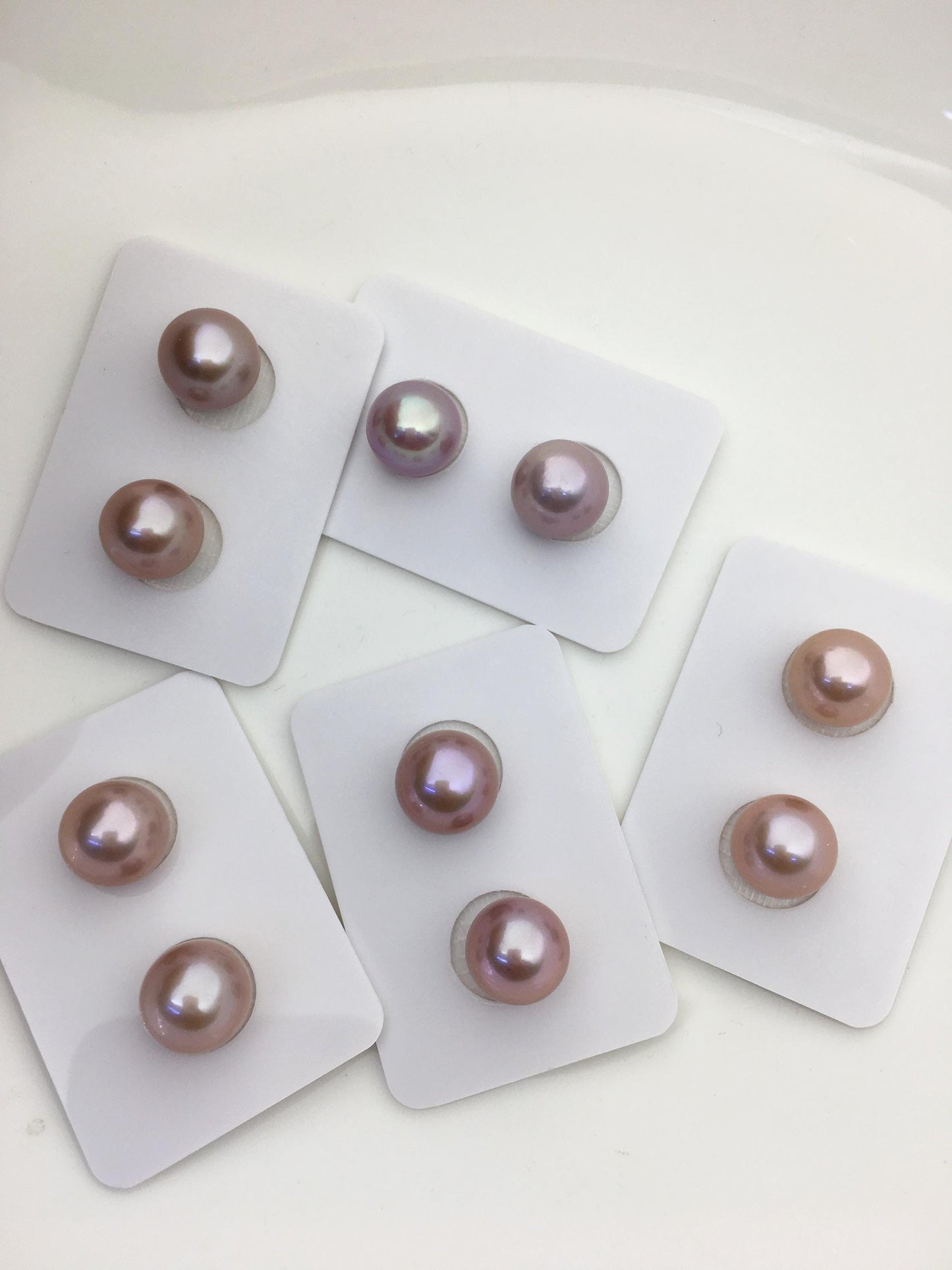 1 pair AAA+ 11-12mm Light Purple Rainbow Round edison freshwater pearl,ED12-3A-1-11