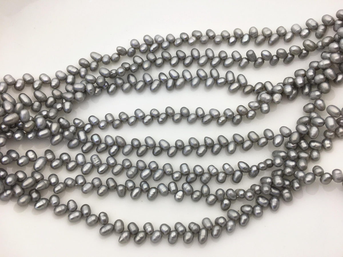 AA+ 4-4.5mm gray rice pearls,full strand,oval loose pearl beads,diy pearl,genuine pearl,Cultured pearl,diy pearl beads,LR4-T7