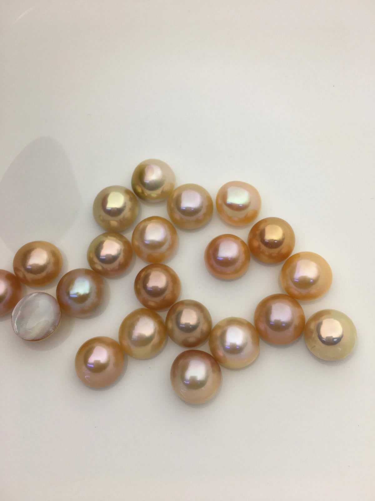 21pcs AAA 12-13mm Baroque Mabe Natural Orange Rainbow Freshwater Pearls,no hole,MB-T52