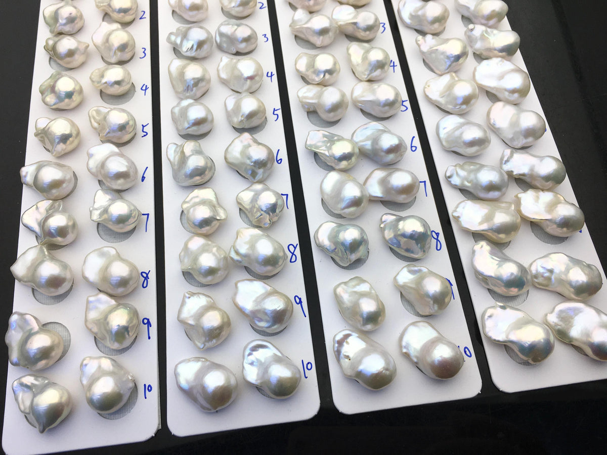 1 pair AAA 13-16x19-25mm White Flame ball Pearl Pairs - 0.9mm top half hole,large Baroque freshwater pearl pairs,FL15-3A-8-39