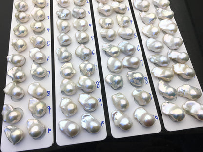 1 pair AAA 13-16x19-25mm White Flame ball Pearl Pairs - 0.9mm top half hole,large Baroque freshwater pearl pairs,FL15-3A-8-39