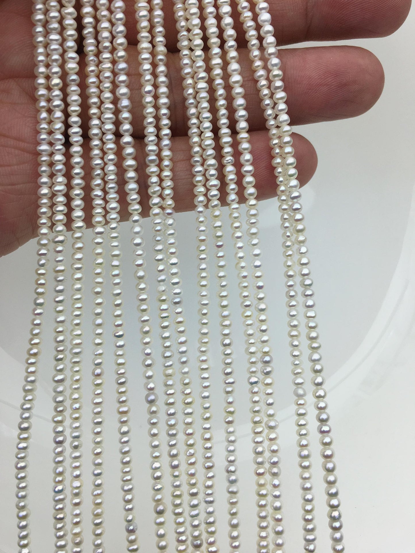 AAA 2.5-2.7mm tiny white button pearls,full strand,Rondelle pearl Beads,white freshwater pearl,loose strands,SM2-3A-1