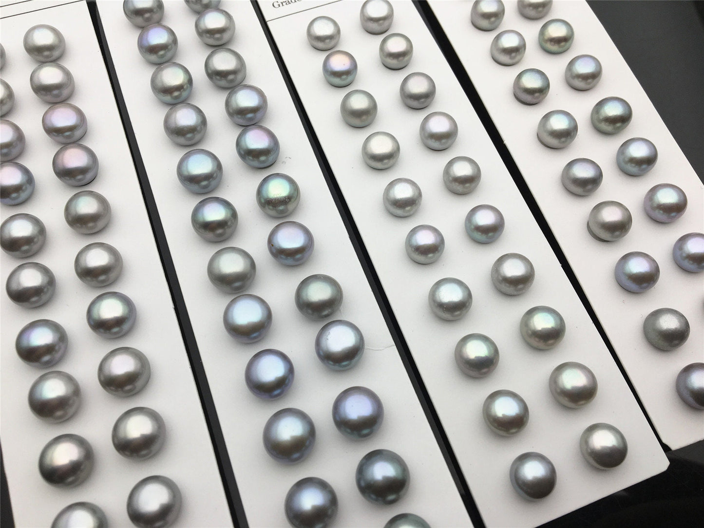 AAA+ 4mm-12mm Gray Pearl Stud Earrings, button round,Select Size,silver grey pearl stud earrings,Sterling Silver,Wedding,SE1-007
