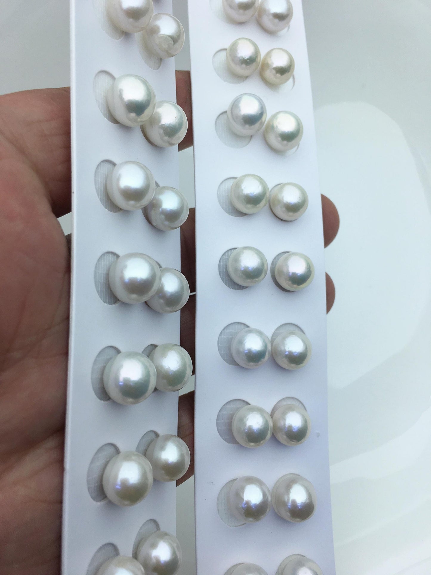 5 pairs AA+ 9-10mm white round freshwater pearls pair,no hole,RP9-3A-5