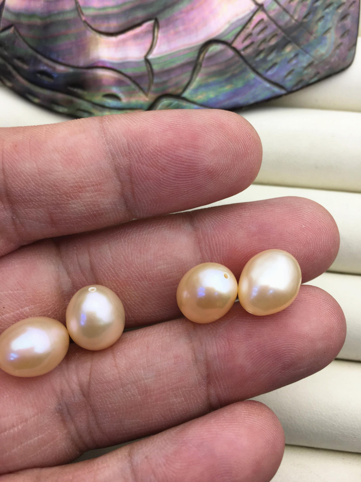 2 pairs AAA 10mm Pink Nugget baroque loose pearl pairs for dangle earrings - 0.9mm top half hole - ZS-103-37-61