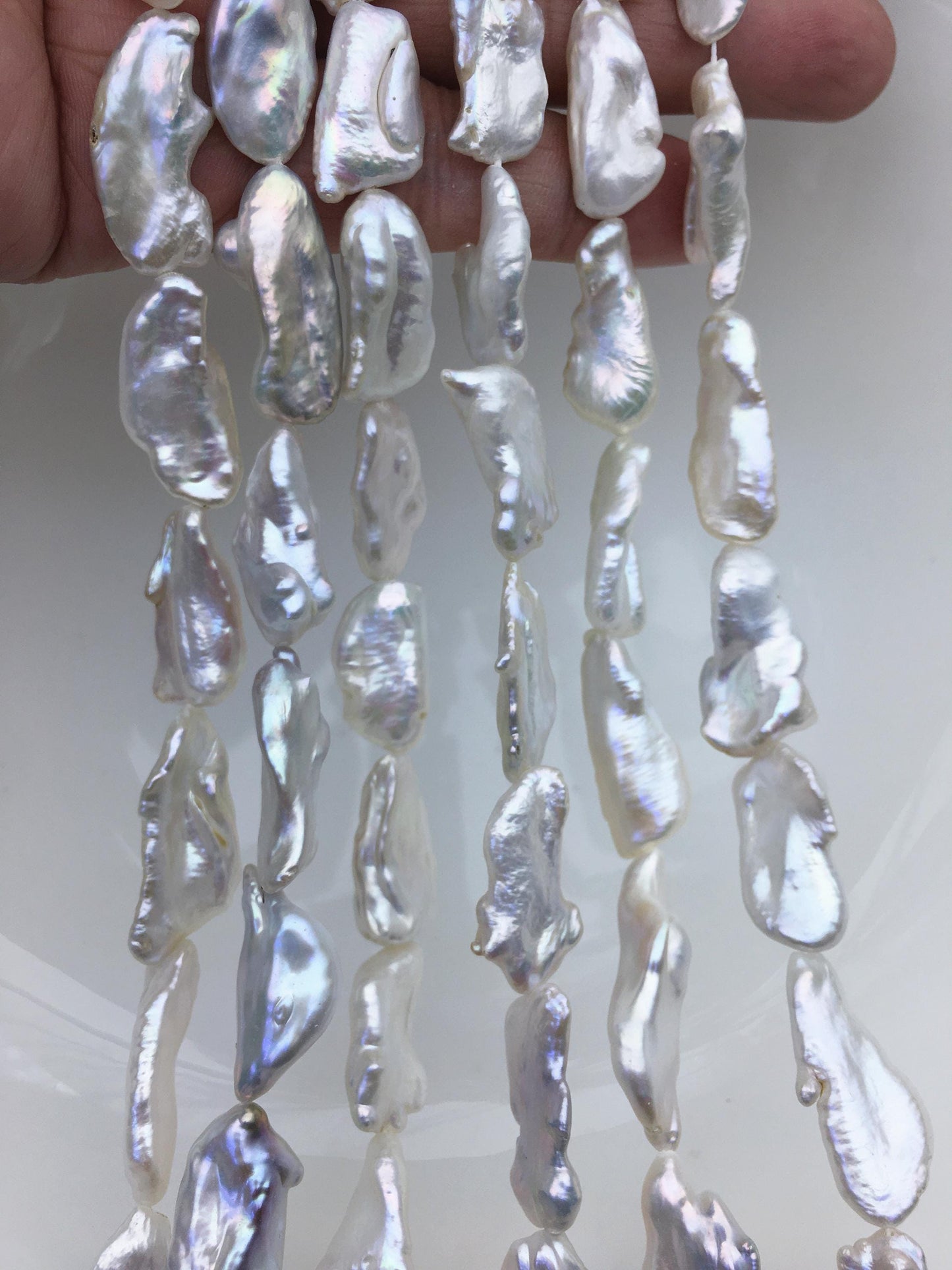 AAA 10-12mm white Thick Keshi Biwa Pearl Necklace,ZS-200-120-17