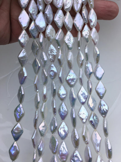 AAA- 9-10x13-15mm White diamond Shape Freshwater Pearl,ZS-103-8