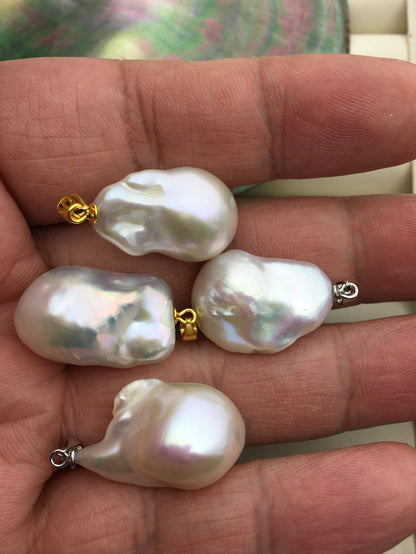 1pc AAA/AA+ 14-15x20-25mm big white baroque pearl pendant necklace,S925 Sterling silver pendant,NC1-073