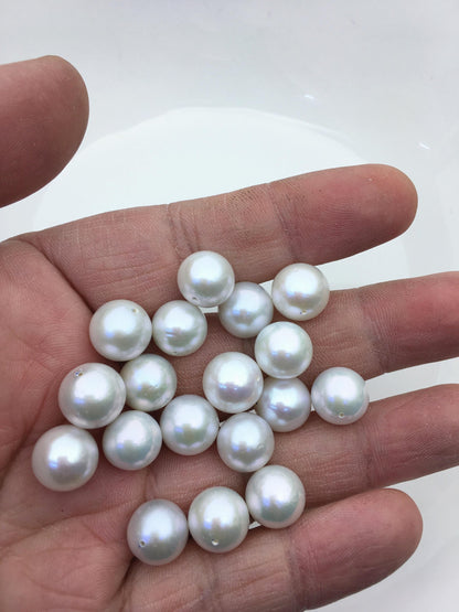 10pcs AAA 11-12mm white round freshwater pearl pair,half hole,RP11-3A-1
