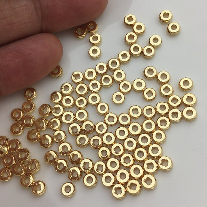 50pcs 5x2mm Yellow Gold Rondelle Gold Beads,copper plated 18k solid gold,AAL-003-14