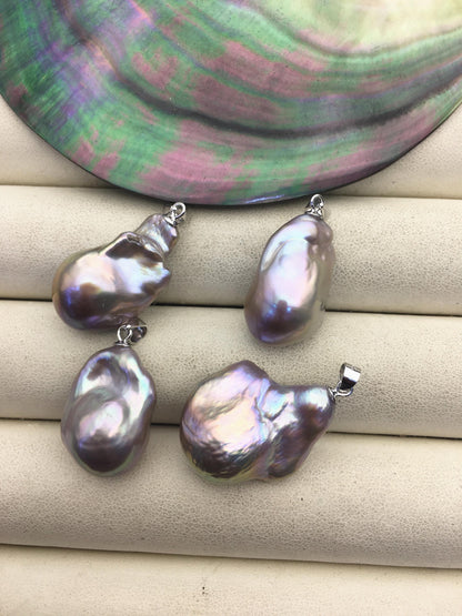 3pcs AAA/AA+ 12-15mm Gray Flame Ball Baroque pearl pendant,Baroque Pearl necklace- NC1-041-13
