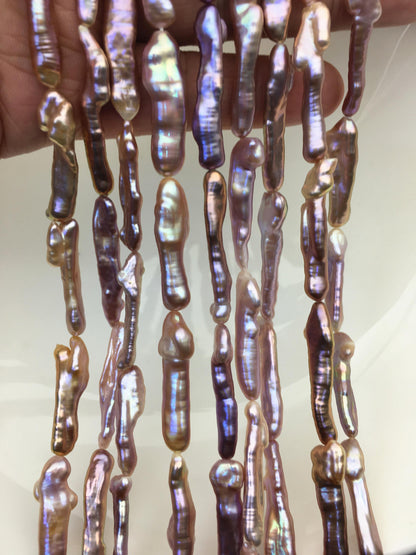 15.5'' AAA 5-8mm natural purple rainbow Toothpick pearls,ZS-80-25-8