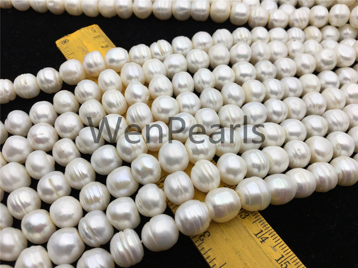 AA 11.2-12.2mm white button freshwater pearls,2mm,3mm large hole,Cultured pearl,diy pearl beads,gift for her,necklace,Christmas,SM12-2A-6