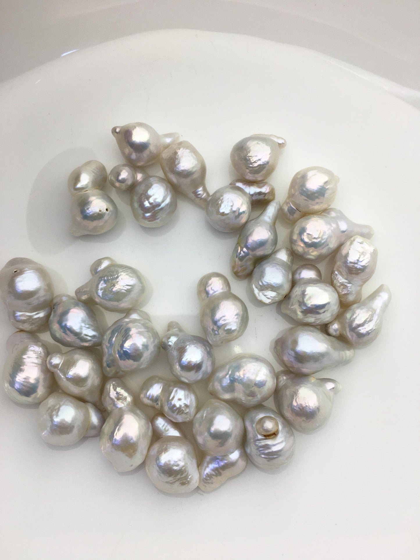 30cs AAA/AA+ 10-13mm white baroque Edison Freshwater Pearl,no hole,ED12-2A-4-10