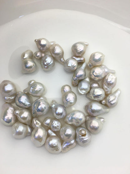 30cs AAA/AA+ 10-13mm white baroque Edison Freshwater Pearl,no hole,ED12-2A-4-10