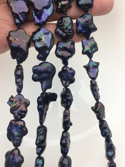 AA 13-15mm deep blue black plum blossom Freshwater Pearl,ZS-119-39
