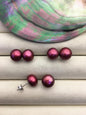 AAA Claret Pearl earrings, 10-11mm oxblood pearl earrings,raspberry sterling silver pearl earrings,crimson red,SE1-012