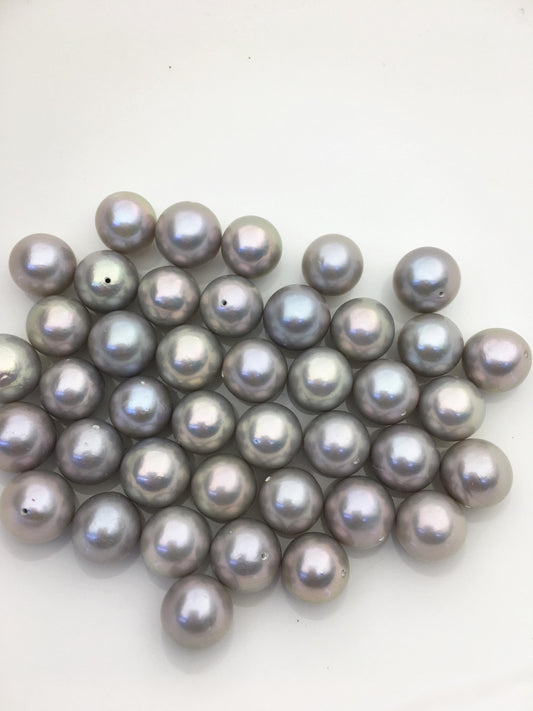 5pcs AAA/AAA- 12-13mm Gray Round edison freshwater pearl,half hole,RP12-T4