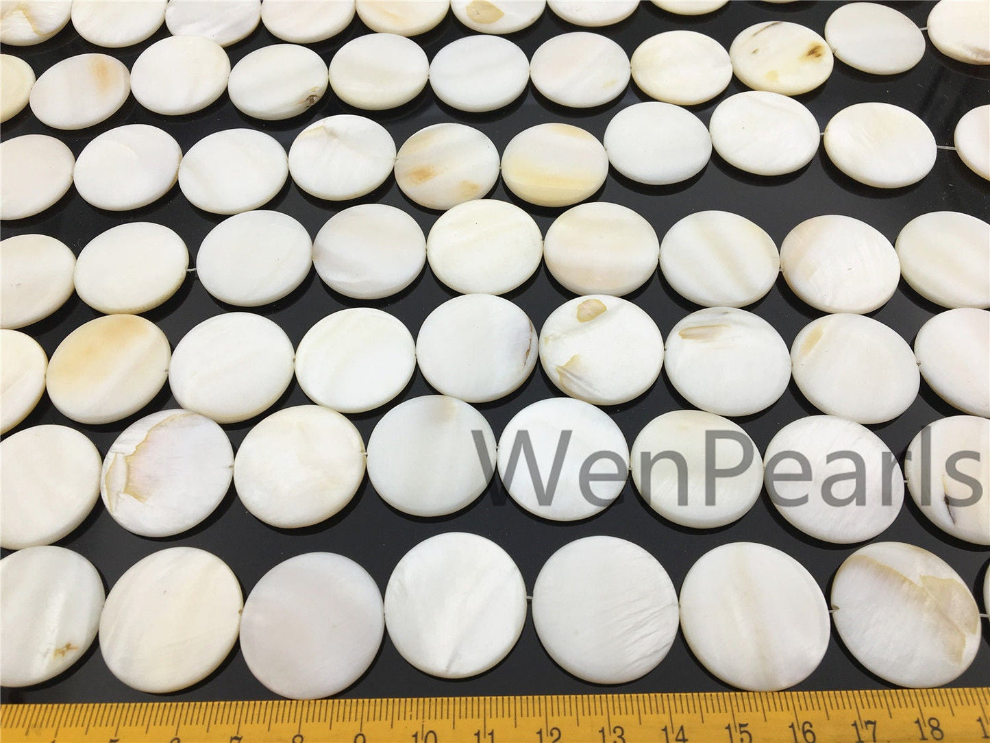 25mm Natural Mother of Pearl shell coin beads full strand,White shell,Ivory shell,GSHE-C-005